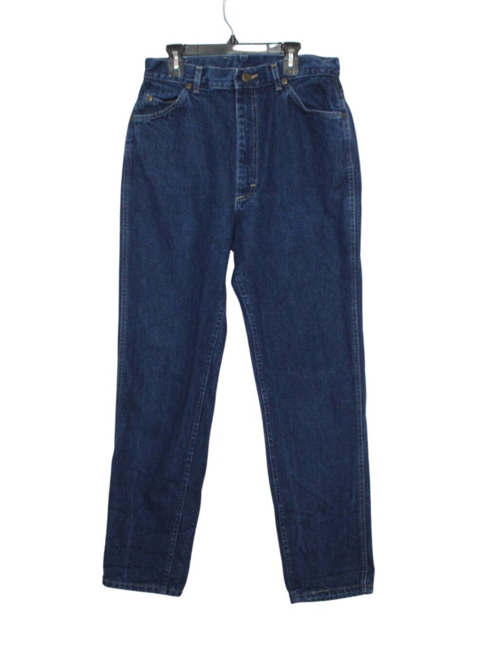 Vintage 80s Lee Rider women's straight leg dark indigo wash jeans rigid cotton